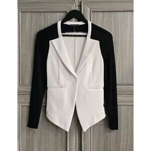 Material Girl LS Sheer Arm Vest Style Womens Blouse White/Black Size Medium